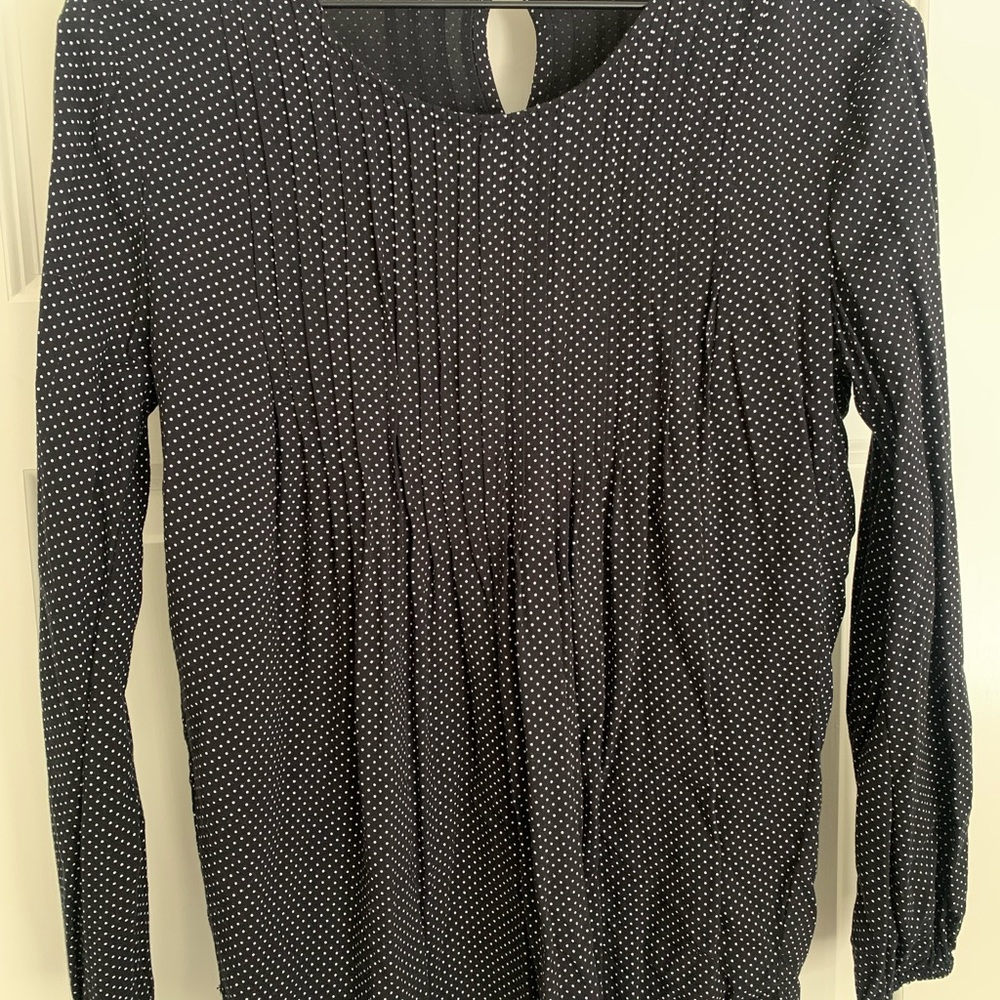 Lands' End Black Top with White polka dots